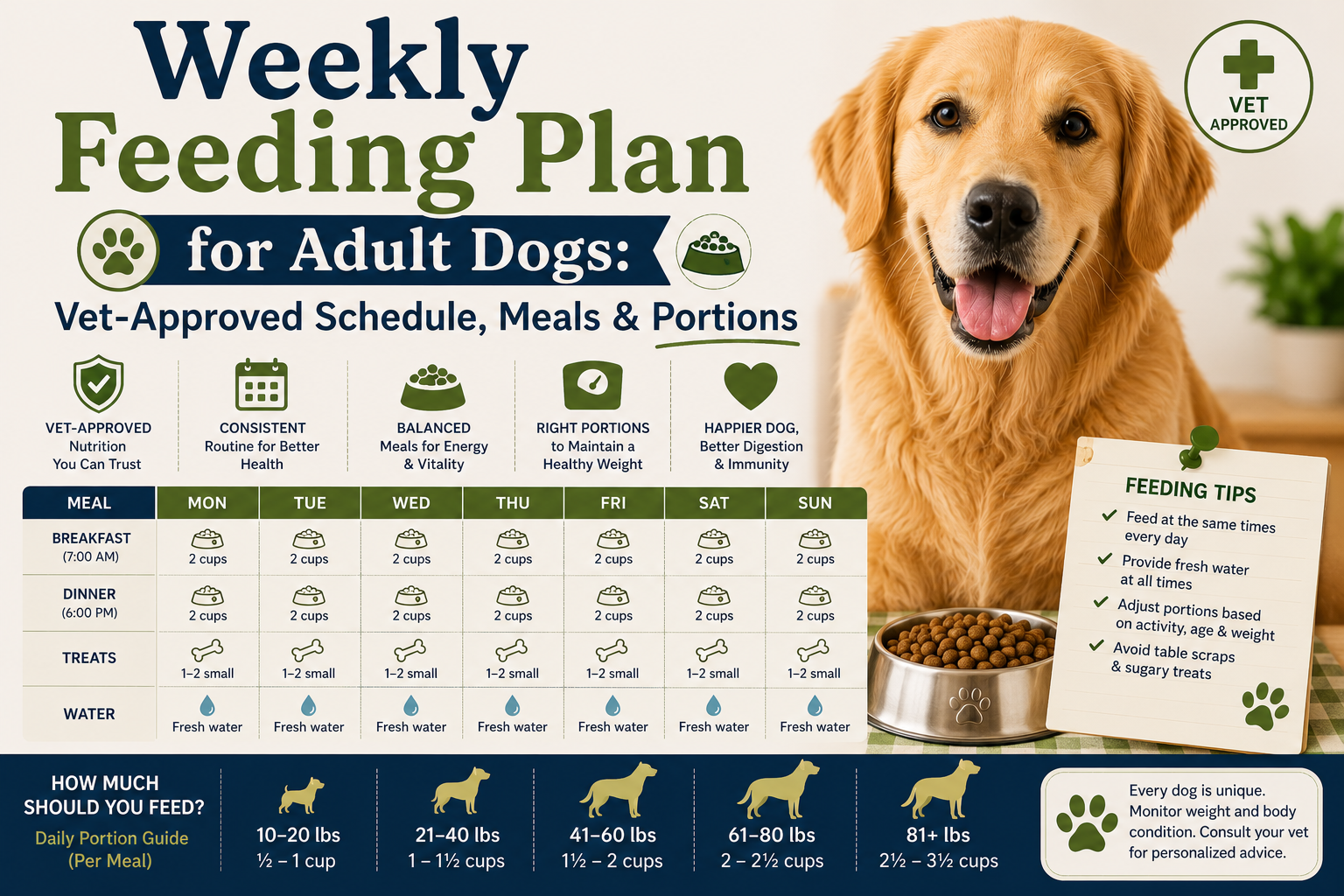 Weekly Feeding Plan for Adult Dogs