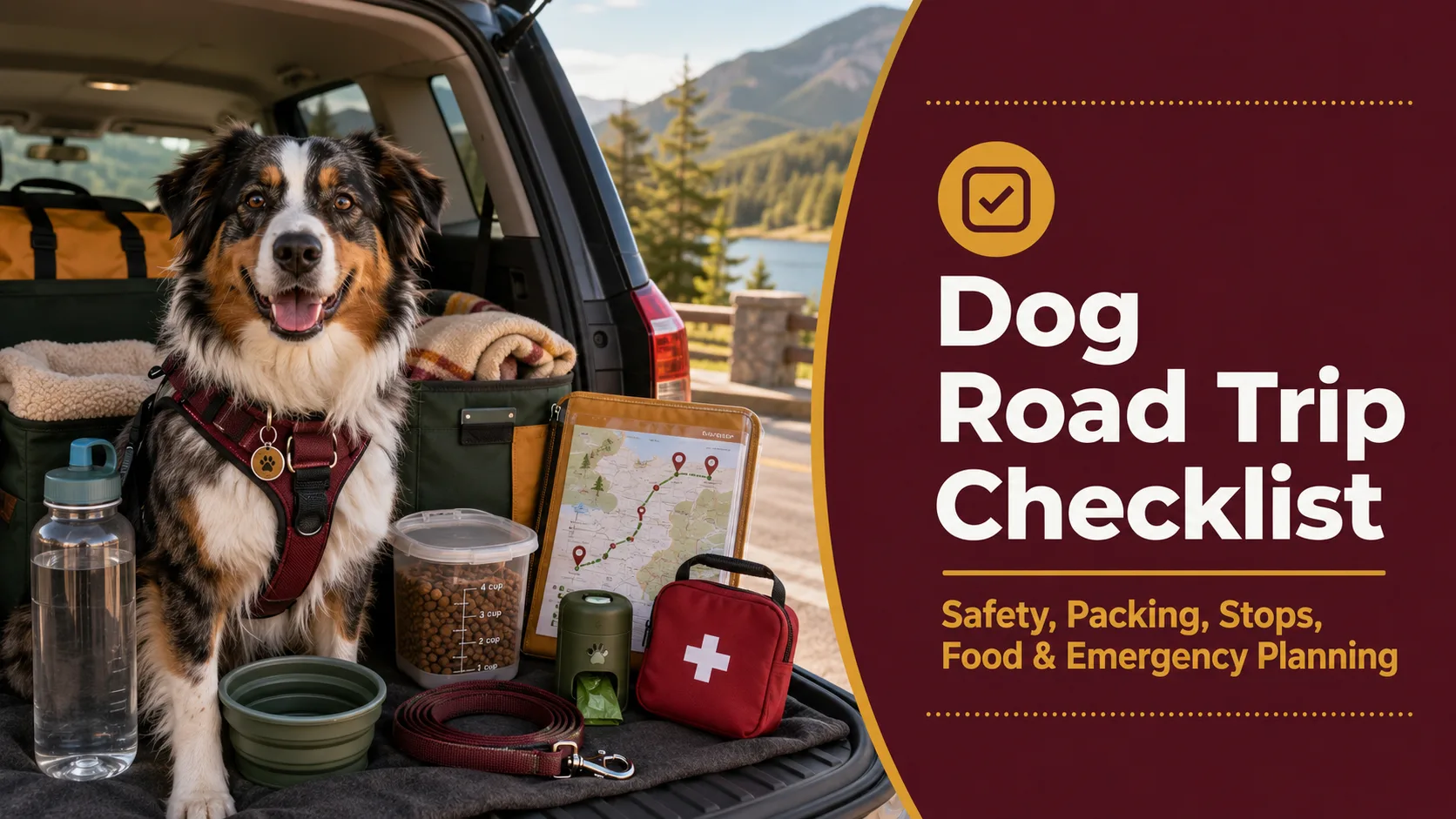 Dog Road Trip Checklist: Safety, Packing, Stops, Food, and Emergency Planning